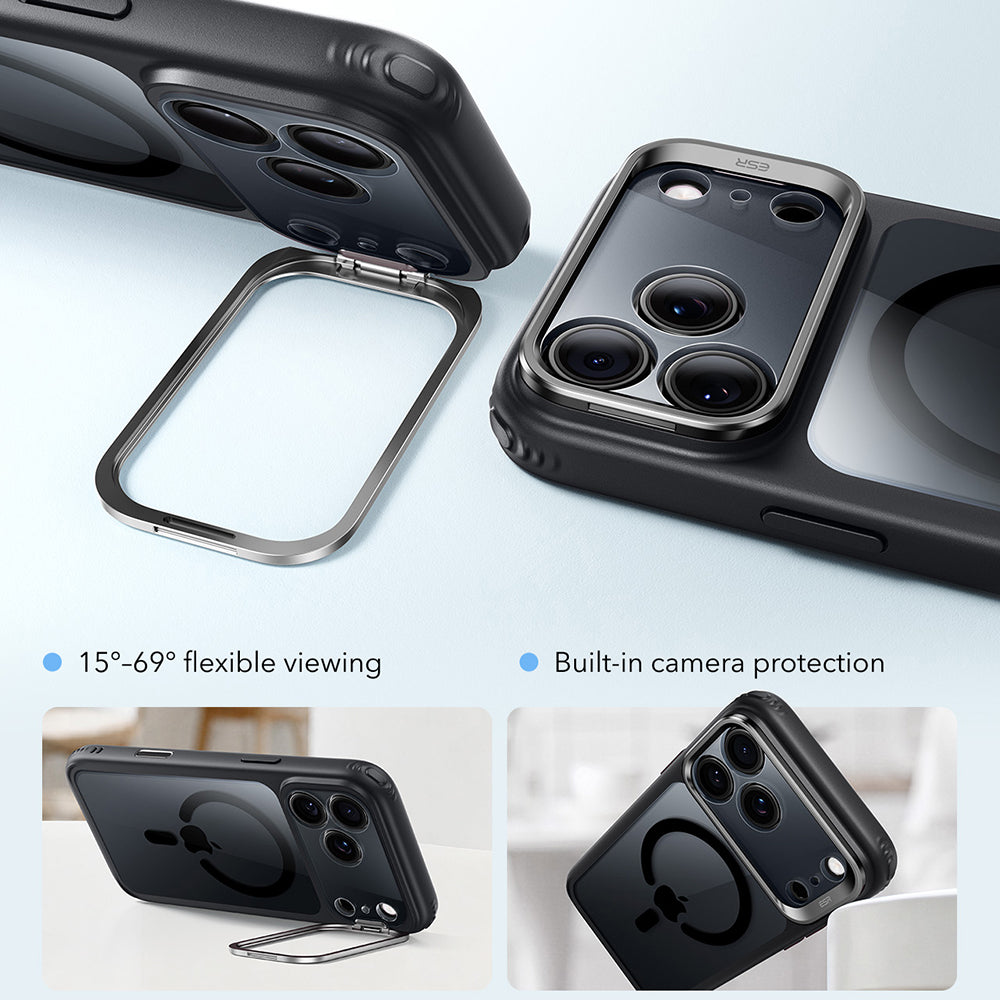 MagSafe futrola za Apple iPhone 18 Pro / 17 Pro, ESR, Classic Hybrid Kickstand, Crna Prozirna