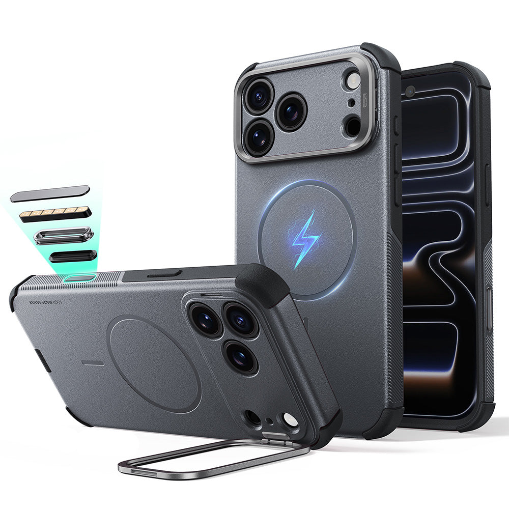 MagSafe futrola za Apple iPhone 18 Pro / 17 Pro, ESR, Cyber Armor Kickstand, Siva