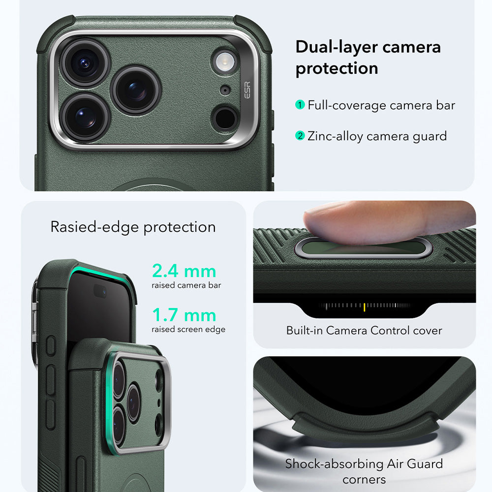 MagSafe futrola za Apple iPhone 18 Pro / 17 Pro, ESR, Cyber Armor Kickstand, Zelena