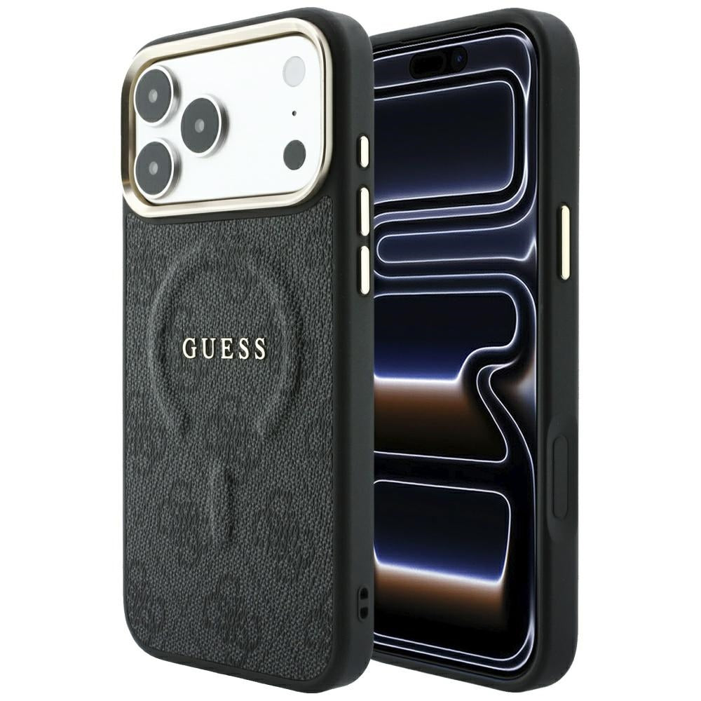 MagSafe maska za Apple iPhone 18 Pro / 17 Pro, Guess, 4G Embossed Classic, Crna
