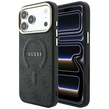 MagSafe maska za Apple iPhone 18 Pro / 17 Pro, Guess, 4G Embossed Classic, Crna