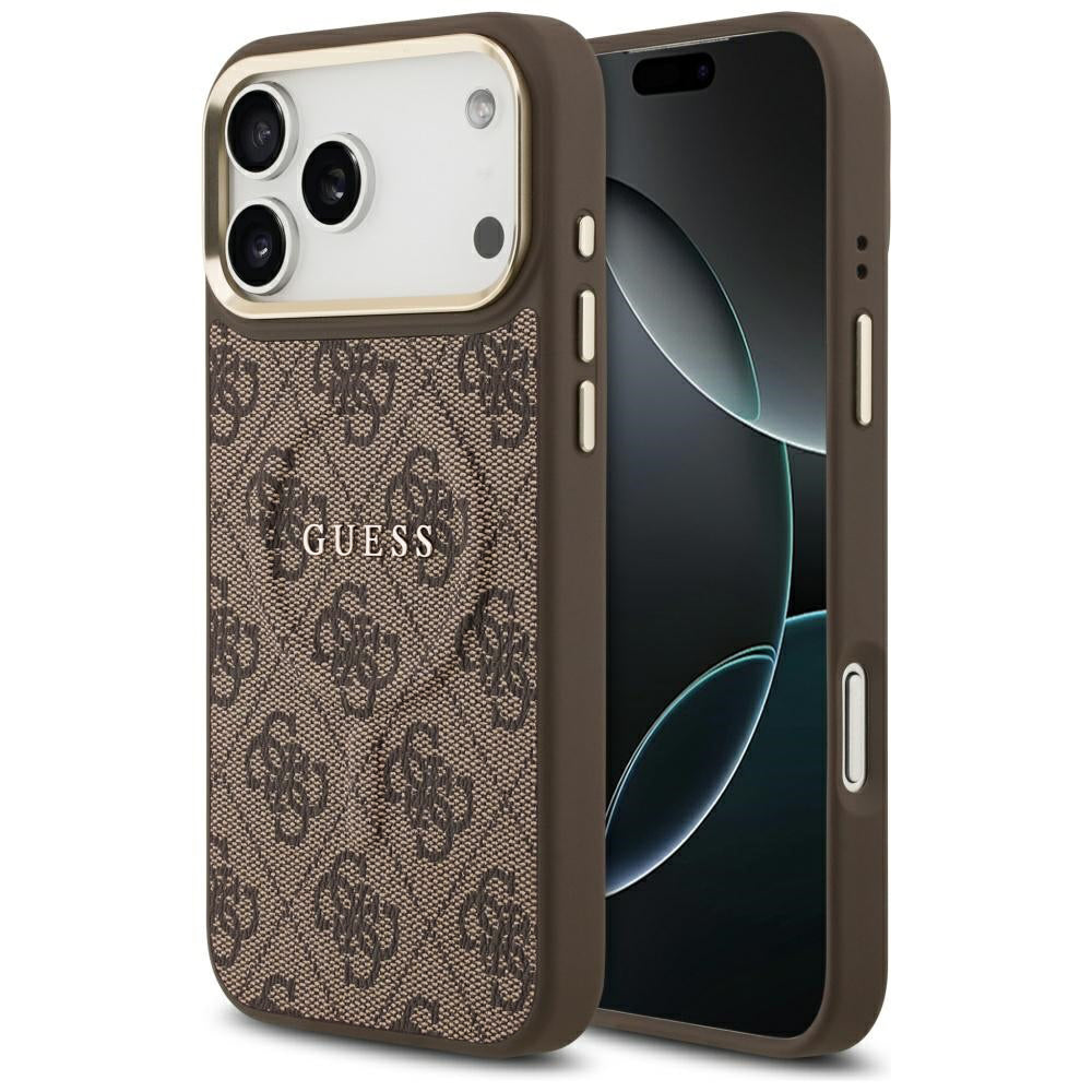 MagSafe maska za Apple iPhone 18 Pro / 17 Pro, Guess, 4G Embossed Ring Classic Logo, Smeđa