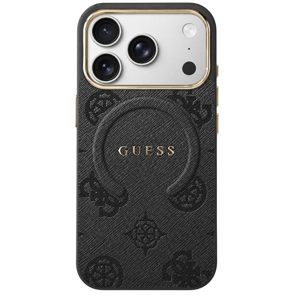MagSafe maska za Apple iPhone 18 Pro / 17 Pro, Guess, 4G Embossed Ring Classic Logo, Crna