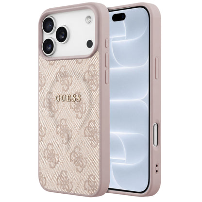 MagSafe maska za Apple iPhone 18 Pro / 17 Pro, Guess, 4G Embossed Ring Classic Logo, ružičasta