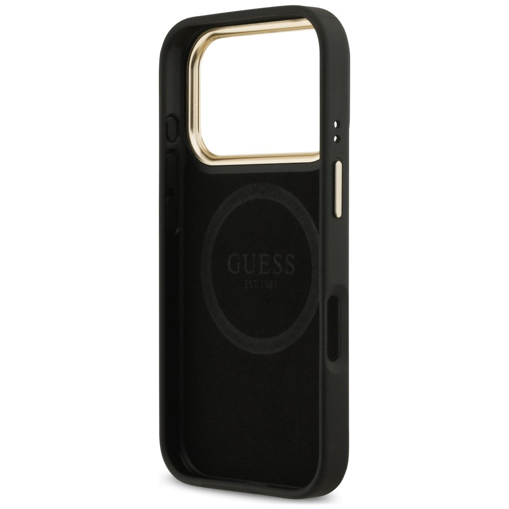 MagSafe maska za Apple iPhone 18 Pro / 17 Pro, Guess, 4G Logo Plate, crna