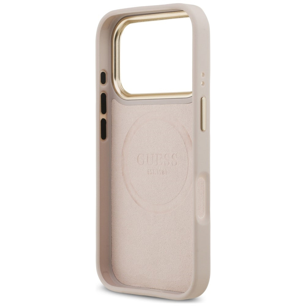 MagSafe maska za Apple iPhone 18 Pro / 17 Pro, Guess, 4G Logo Plate, ružičasta