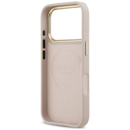 MagSafe maska za Apple iPhone 18 Pro / 17 Pro, Guess, 4G Logo Plate, ružičasta