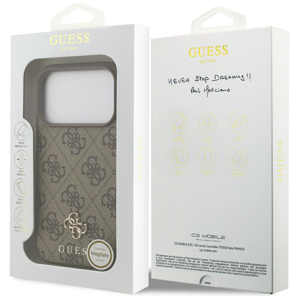 MagSafe maska za Apple iPhone 18 Pro / 17 Pro, Guess, 4G Small and Classic, Smeđa