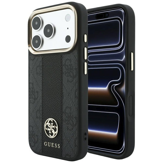 MagSafe maska za Apple iPhone 18 Pro / 17 Pro, Guess, 4G Stripe Round Classic Logo, Crna