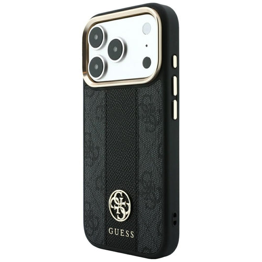 MagSafe maska za Apple iPhone 18 Pro / 17 Pro, Guess, 4G Stripe Round Classic Logo, Crna