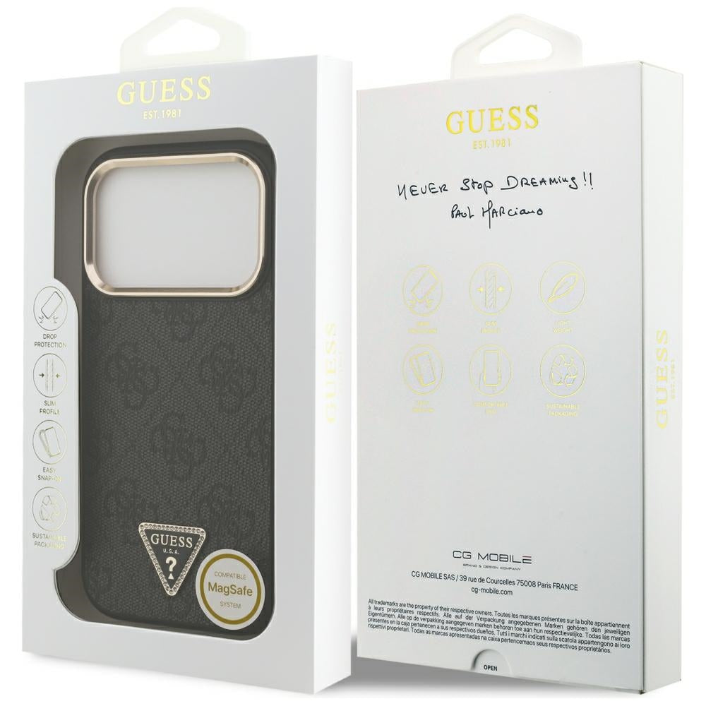 MagSafe maska za Apple iPhone 18 Pro / 17 Pro, Guess, 4G Triangle Logo, Crna