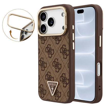 MagSafe maska za Apple iPhone 18 Pro / 17 Pro, Guess, 4G Triangle Logo & Stand Camera, smeđa