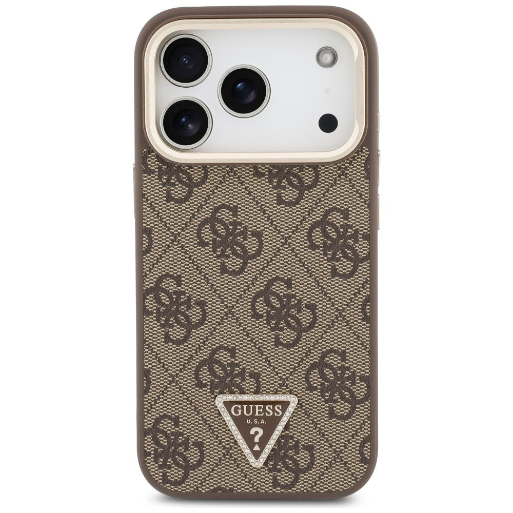 MagSafe maska za Apple iPhone 18 Pro / 17 Pro, Guess, 4G Triangle Logo & Stand Camera, smeđa