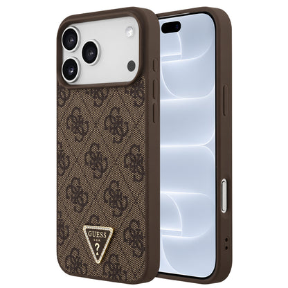 MagSafe maska za Apple iPhone 18 Pro / 17 Pro, Guess, 4G Triangle Strass, Smeđa