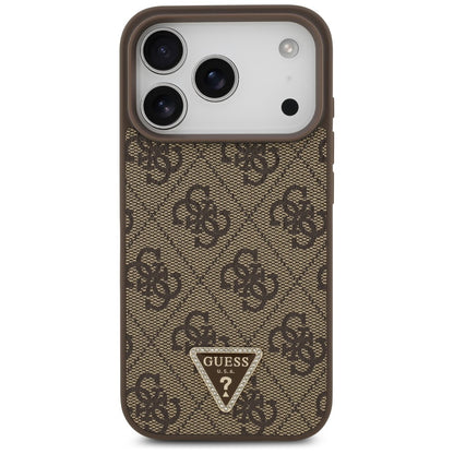 MagSafe maska za Apple iPhone 18 Pro / 17 Pro, Guess, 4G Triangle Strass, Smeđa