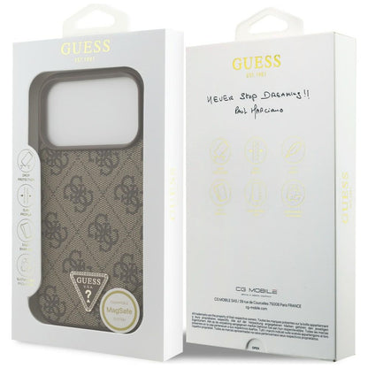 MagSafe maska za Apple iPhone 18 Pro / 17 Pro, Guess, 4G Triangle Strass, Smeđa