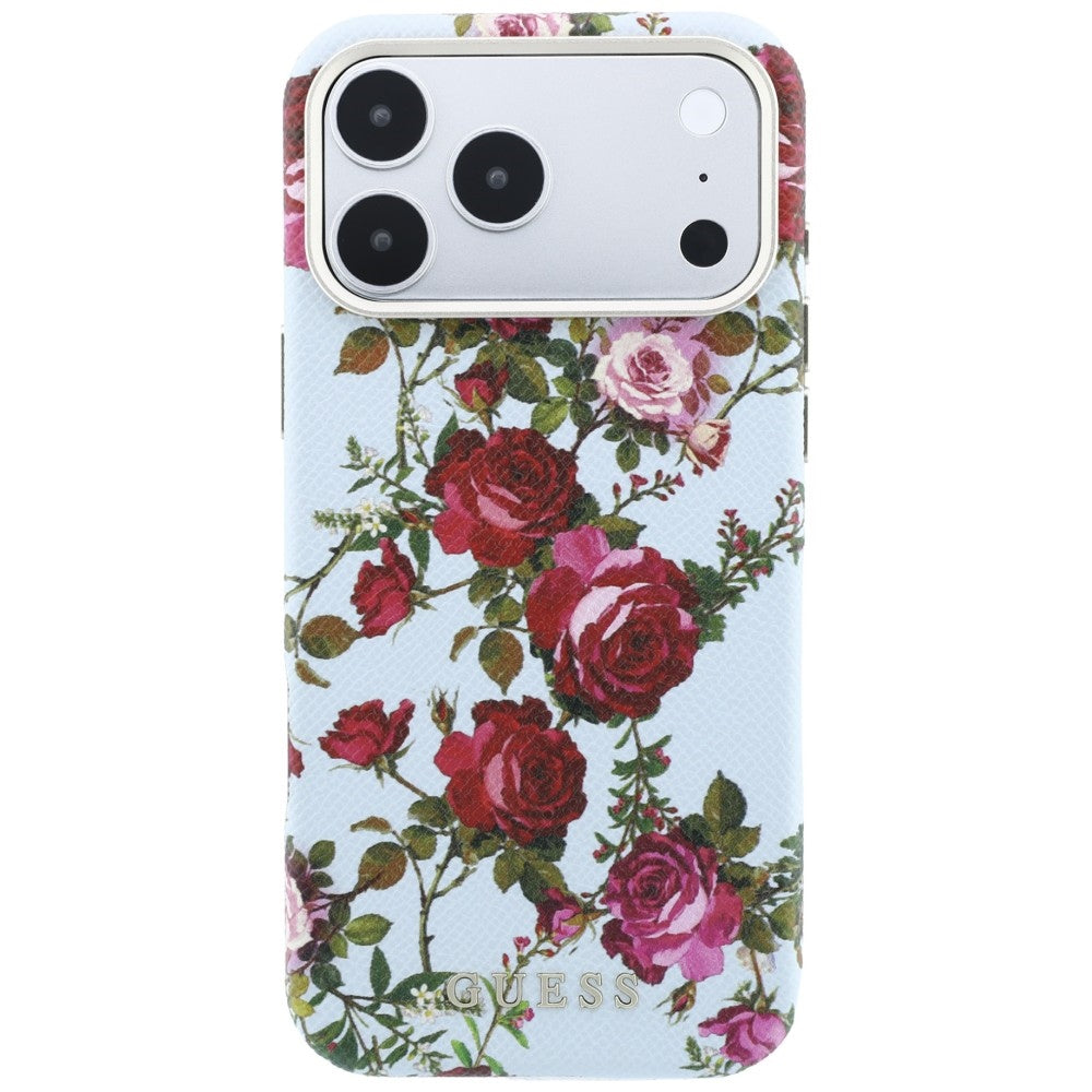 MagSafe maska za Apple iPhone 18 Pro / 17 Pro, Guess, Blossom Roses Print, plava