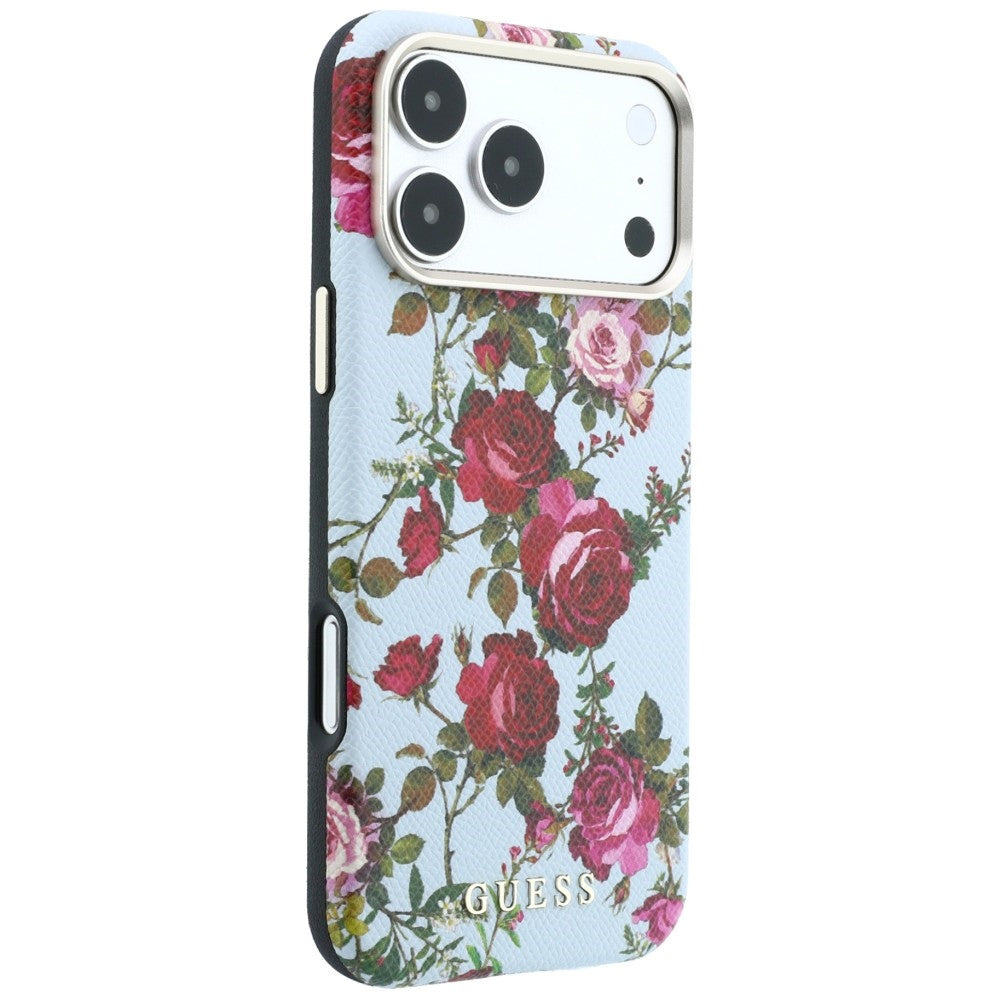 MagSafe maska za Apple iPhone 18 Pro / 17 Pro, Guess, Blossom Roses Print, plava