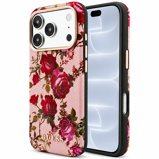 MagSafe maska za Apple iPhone 18 Pro / 17 Pro, Guess, Blossom Roses Print, ružičasta