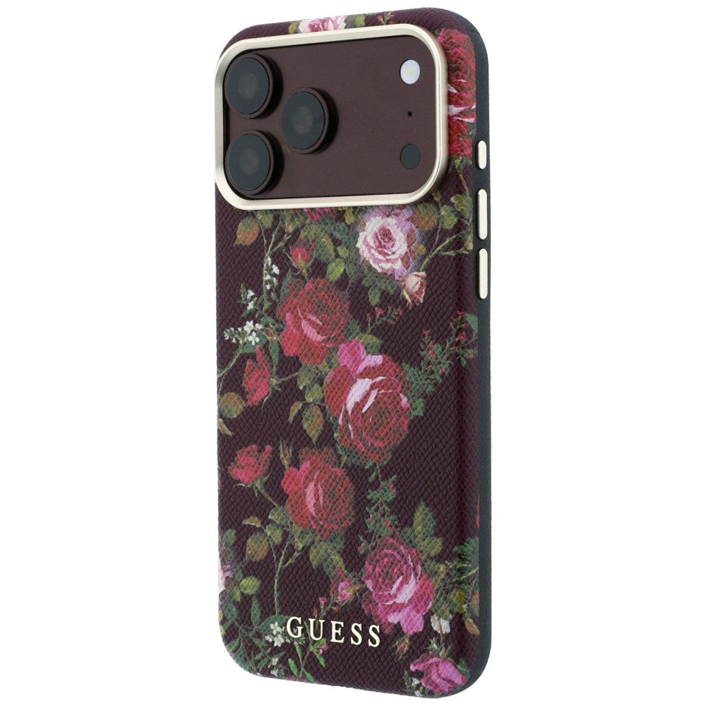 MagSafe maska za Apple iPhone 18 Pro / 17 Pro, Guess, Blossom Roses Print, bordo