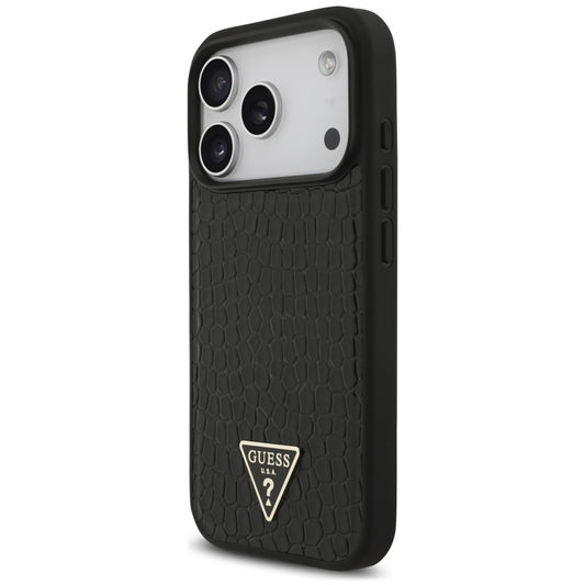 MagSafe maska za Apple iPhone 18 Pro / 17 Pro, Guess, Croco Triangle Logo, crna