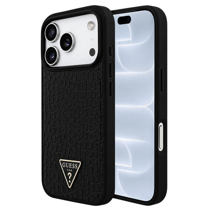 MagSafe maska za Apple iPhone 18 Pro / 17 Pro, Guess, Croco Triangle Logo, crna
