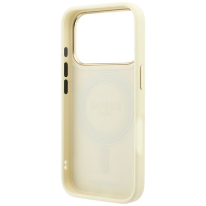 MagSafe maska za Apple iPhone 18 Pro / 17 Pro, Guess, Grained Ring Stand 360 Classic, bež
