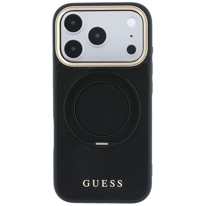 MagSafe maska za Apple iPhone 18 Pro / 17 Pro, Guess, Grained Ring Stand 360 Classic, crna