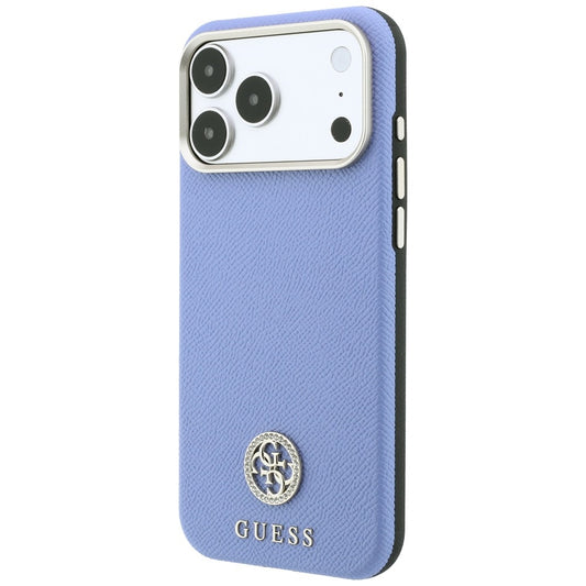 MagSafe maska za Apple iPhone 18 Pro / 17 Pro, Guess, Grained Round Strass Logo, Plava