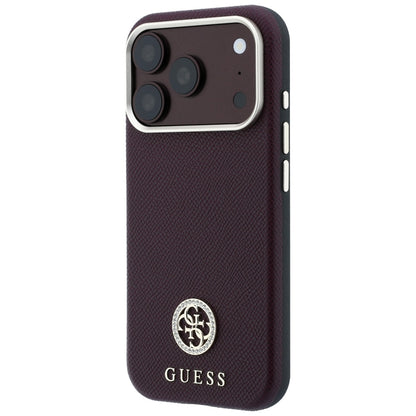 MagSafe futrola za Apple iPhone 18 Pro / 17 Pro, Guess, Grained Round Strass Logo, Bordo