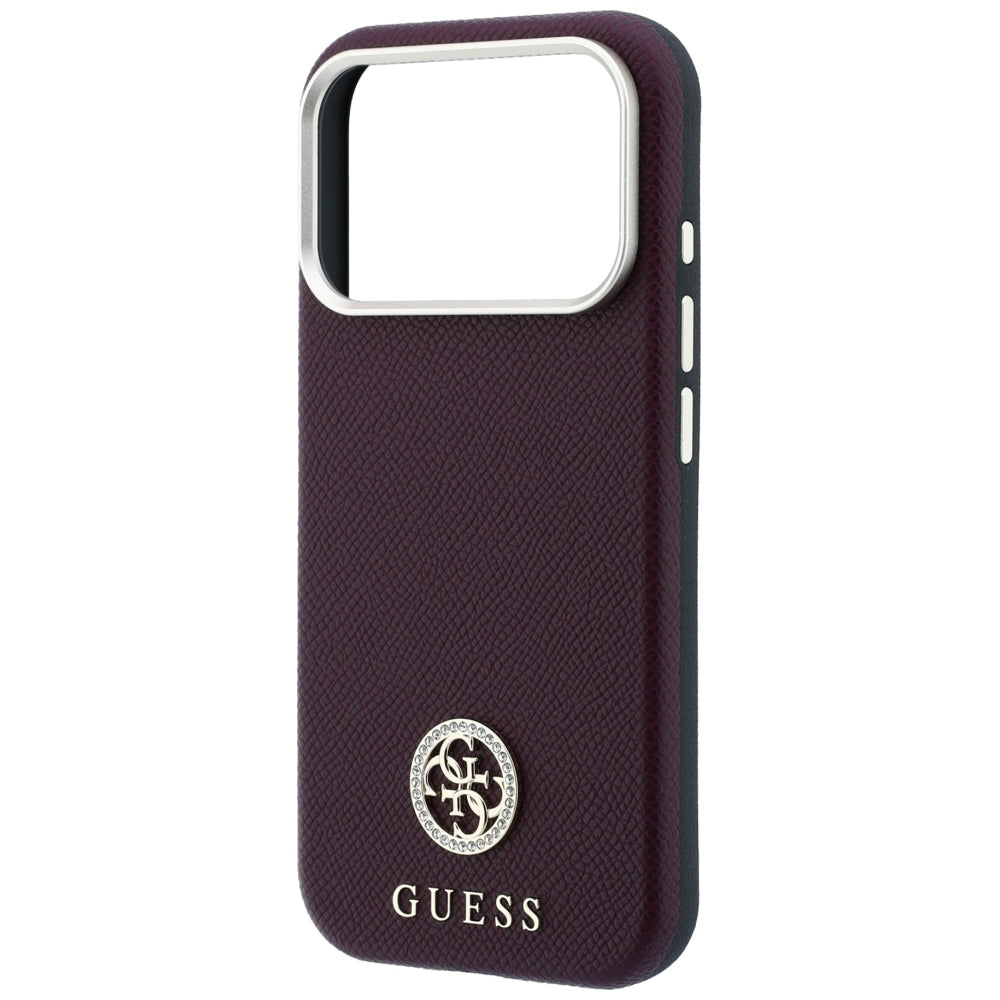 MagSafe futrola za Apple iPhone 18 Pro / 17 Pro, Guess, Grained Round Strass Logo, Bordo