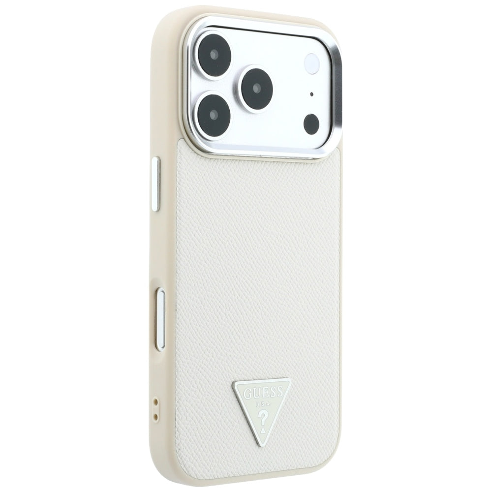 MagSafe maska za Apple iPhone 18 Pro / 17 Pro, Guess, Grained Triangle Logo, Bež