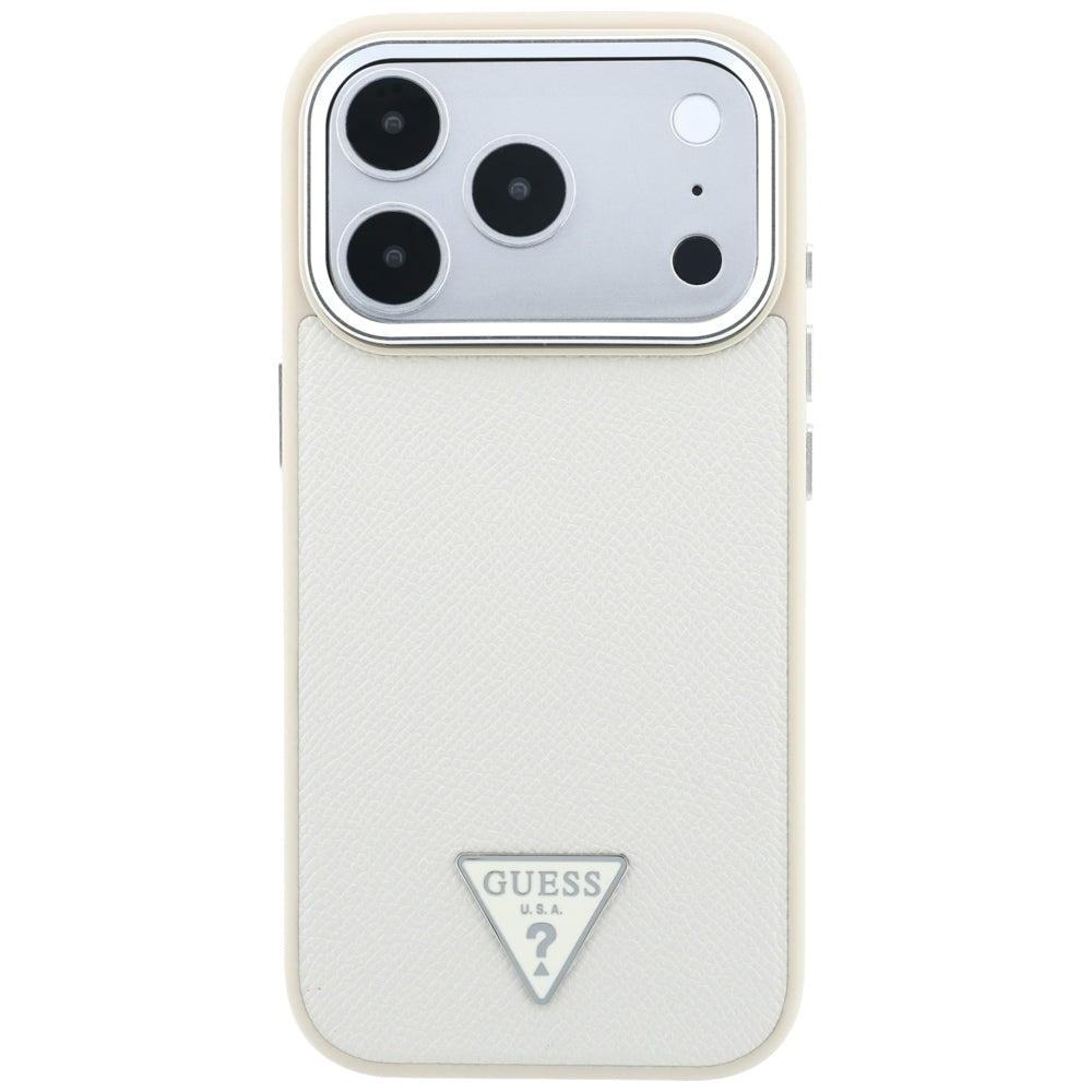 MagSafe maska za Apple iPhone 18 Pro / 17 Pro, Guess, Grained Triangle Logo, Bež