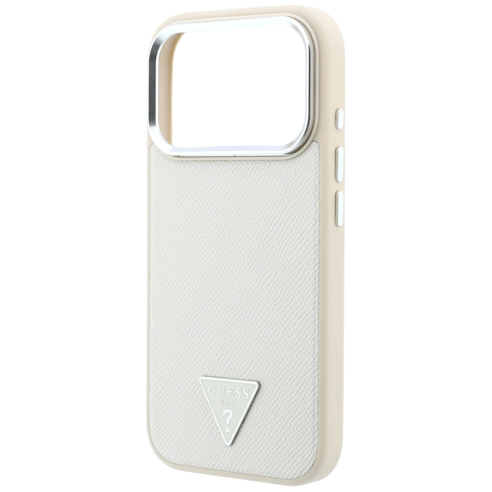 MagSafe maska za Apple iPhone 18 Pro / 17 Pro, Guess, Grained Triangle Logo, Bež