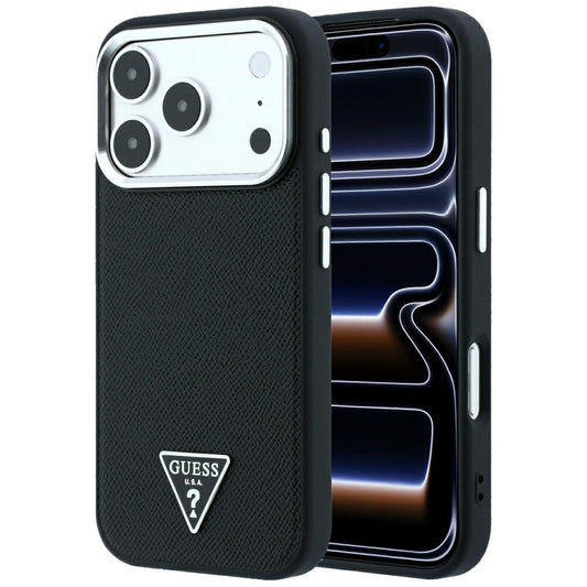 MagSafe maska za Apple iPhone 18 Pro / 17 Pro, Guess, Grained Triangle Logo, Crna