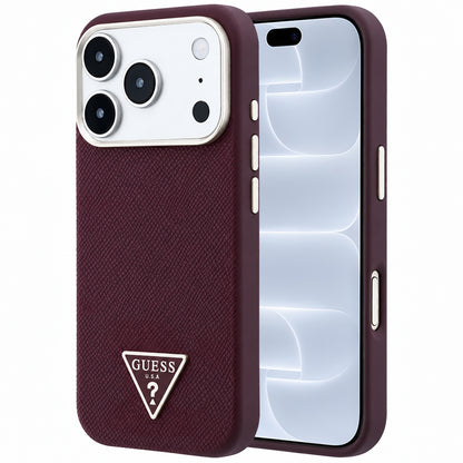 MagSafe maska za Apple iPhone 18 Pro / 17 Pro, Guess, Grained Triangle Logo, Bordo