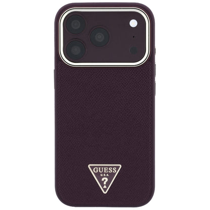 MagSafe maska za Apple iPhone 18 Pro / 17 Pro, Guess, Grained Triangle Logo, Bordo