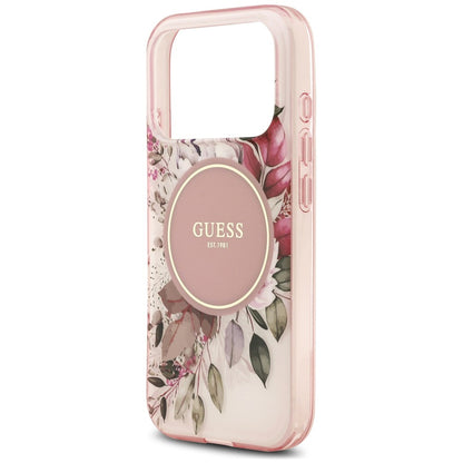 MagSafe maskica za Apple iPhone 18 Pro / 17 Pro, Guess, IML Flower & Tonal Circle, ružičasta