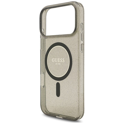 MagSafe maskica za Apple iPhone 18 Pro / 17 Pro, Guess, IML Glitter with Pearl Strap, crna