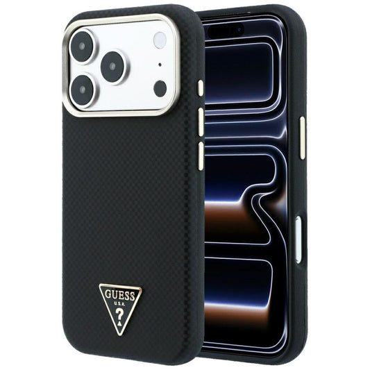 MagSafe maska za Apple iPhone 18 Pro / 17 Pro, Guess, Kevlar Triangle Logo, Crna