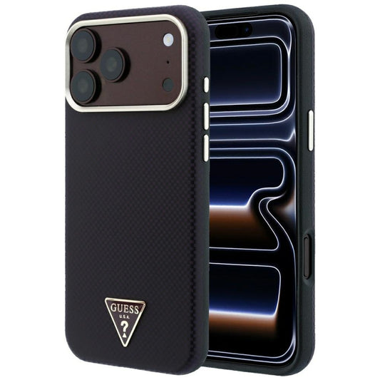 MagSafe maska za Apple iPhone 18 Pro / 17 Pro, Guess, Kevlar Triangle Logo, Bordo