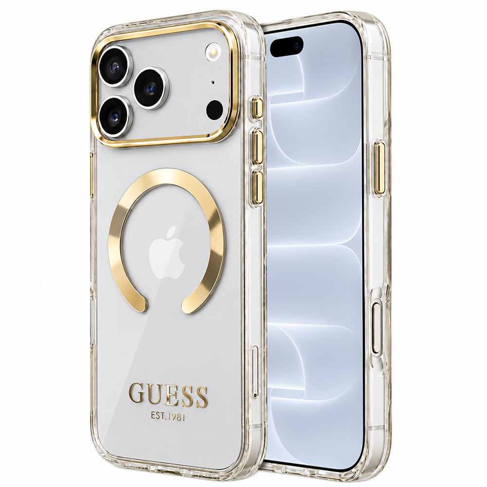 MagSafe futrola za Apple iPhone 18 Pro / 17 Pro, Guess, Metal Outline, Zlatna