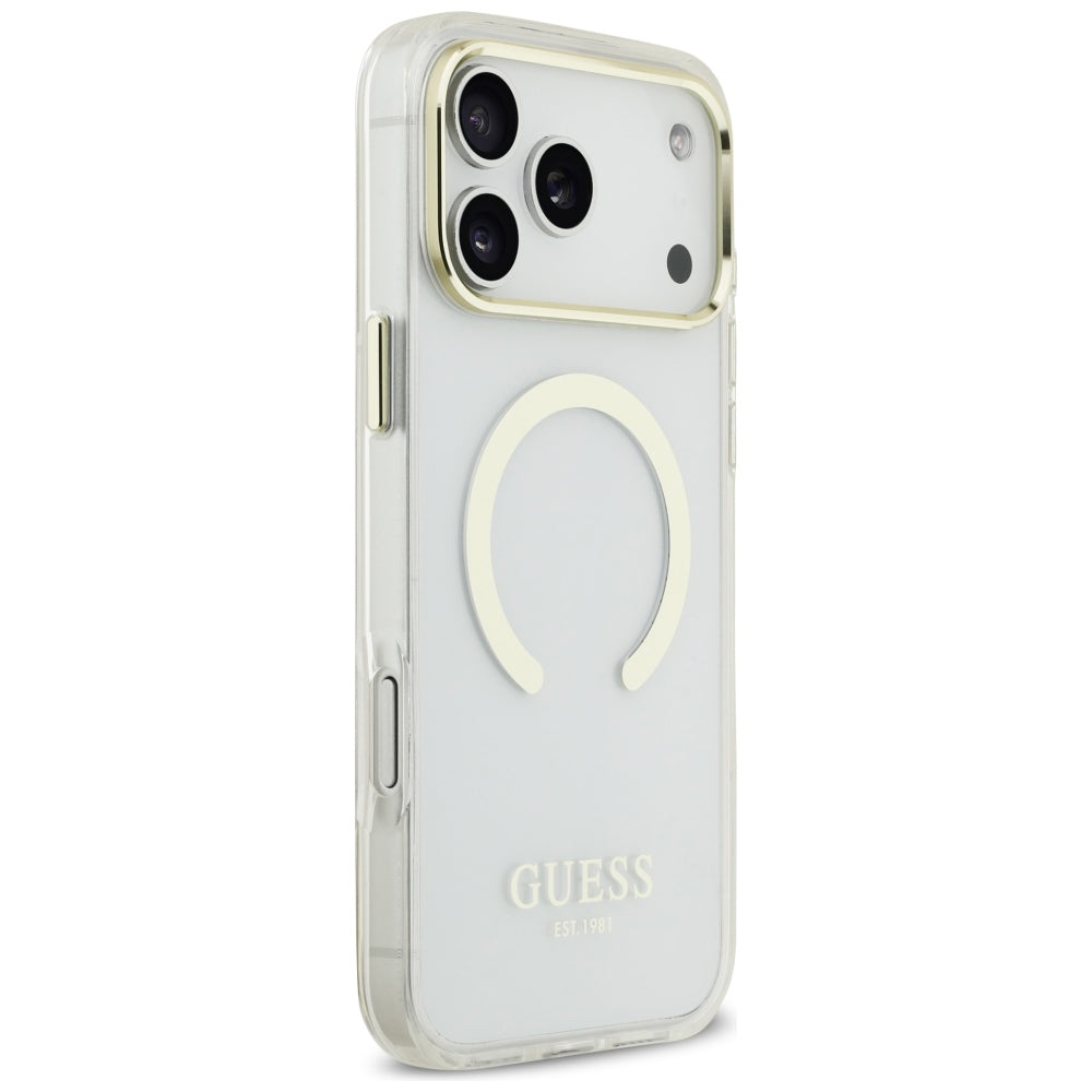 MagSafe futrola za Apple iPhone 18 Pro / 17 Pro, Guess, Metal Outline, Zlatna