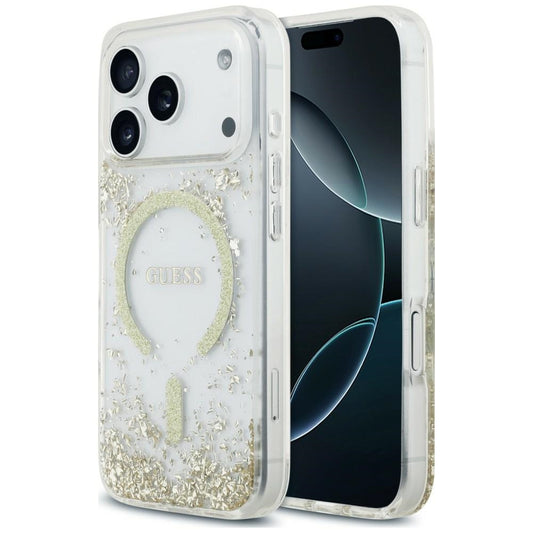 MagSafe futrola za Apple iPhone 18 Pro / 17 Pro, Guess, Resin Bottom Glitter, Zlatna