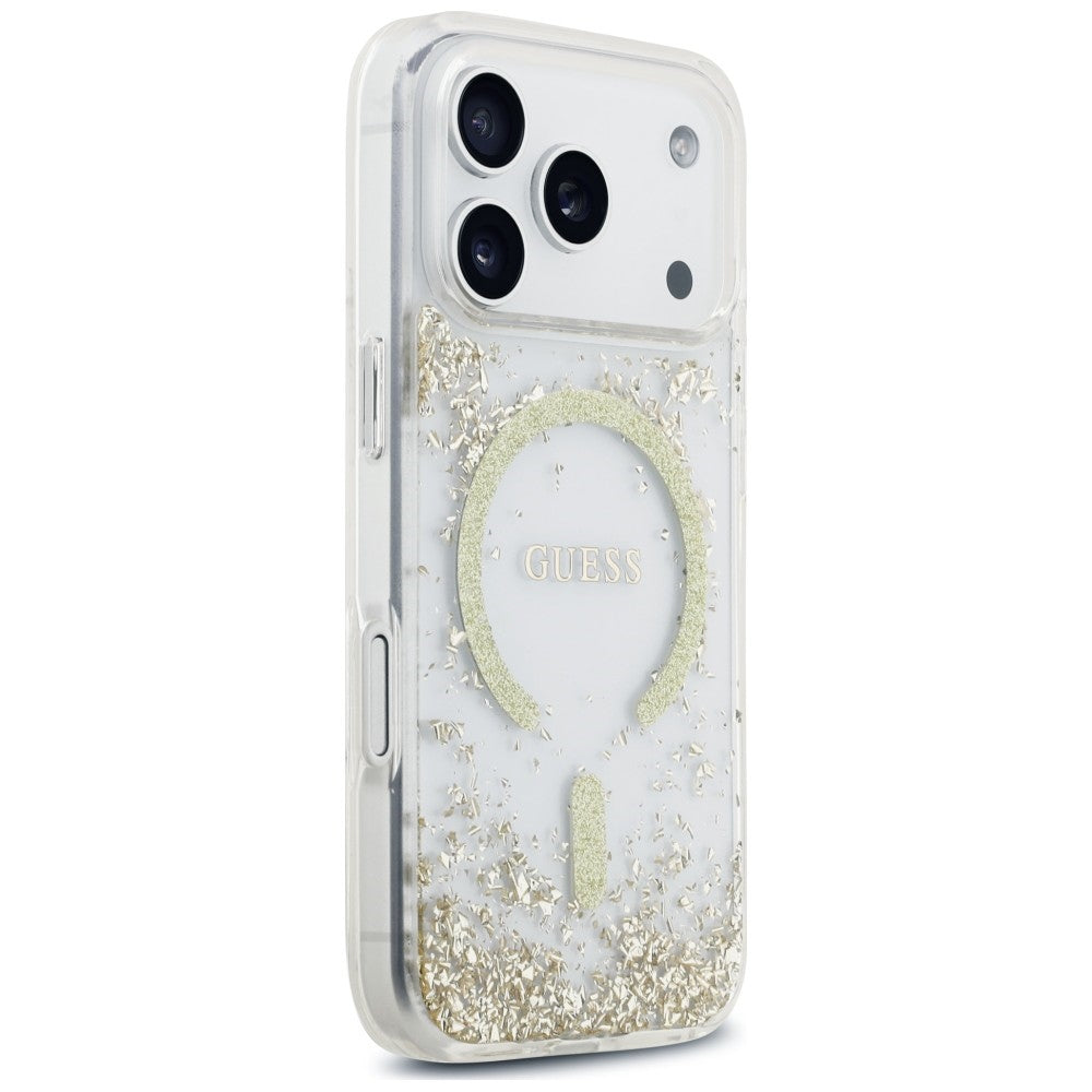 MagSafe futrola za Apple iPhone 18 Pro / 17 Pro, Guess, Resin Bottom Glitter, Zlatna