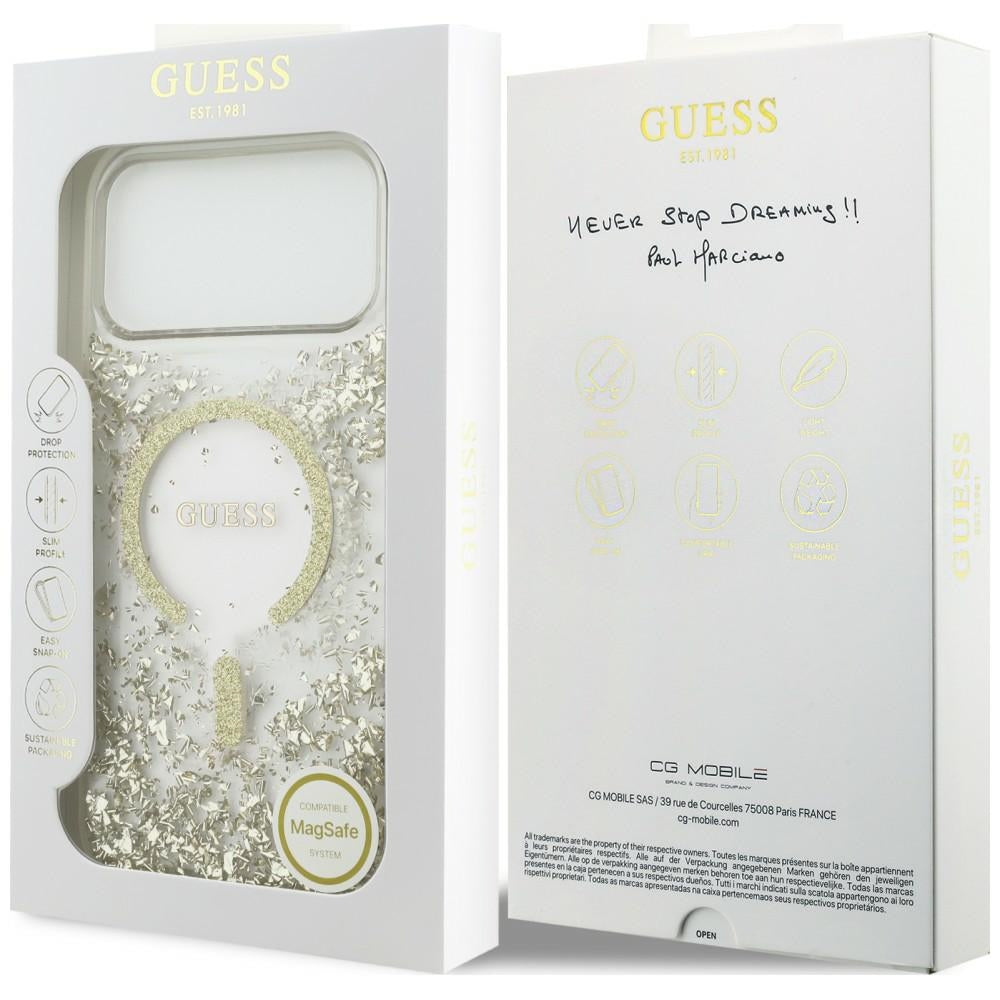 MagSafe futrola za Apple iPhone 18 Pro / 17 Pro, Guess, Resin Bottom Glitter, Zlatna