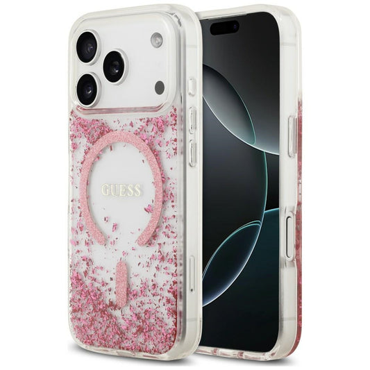 MagSafe futrola za Apple iPhone 18 Pro / 17 Pro, Guess, Resin Bottom Glitter, Roza