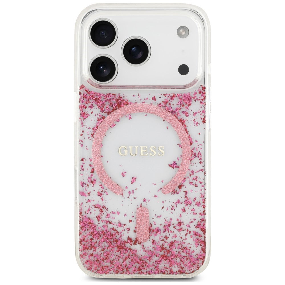 MagSafe futrola za Apple iPhone 18 Pro / 17 Pro, Guess, Resin Bottom Glitter, Roza