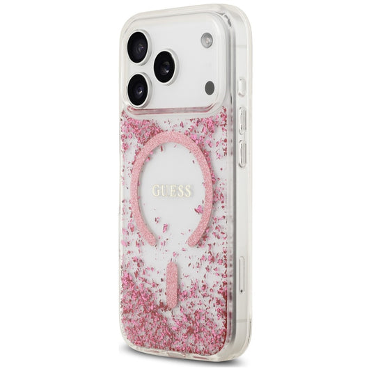 MagSafe futrola za Apple iPhone 18 Pro / 17 Pro, Guess, Resin Bottom Glitter, Roza