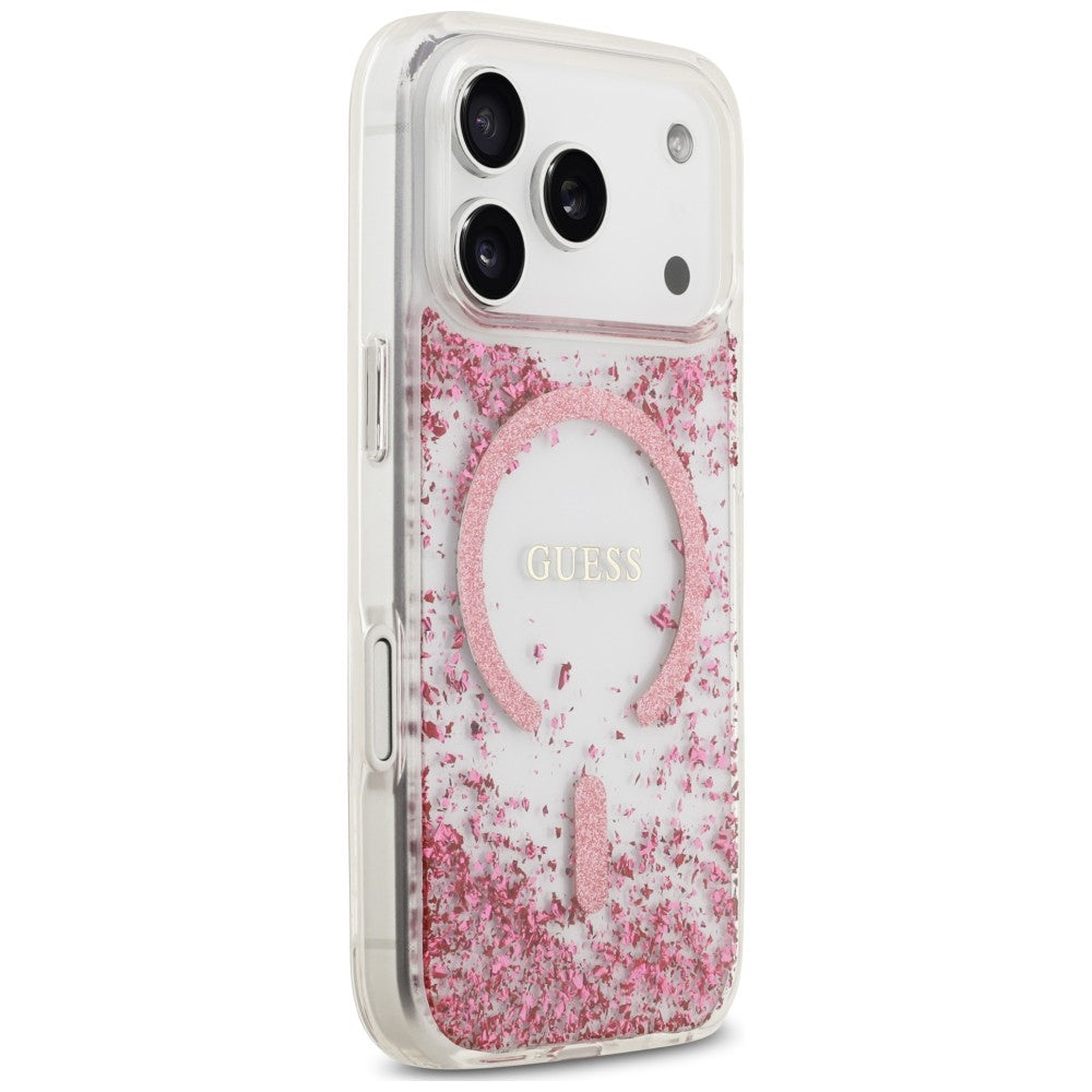 MagSafe futrola za Apple iPhone 18 Pro / 17 Pro, Guess, Resin Bottom Glitter, Roza